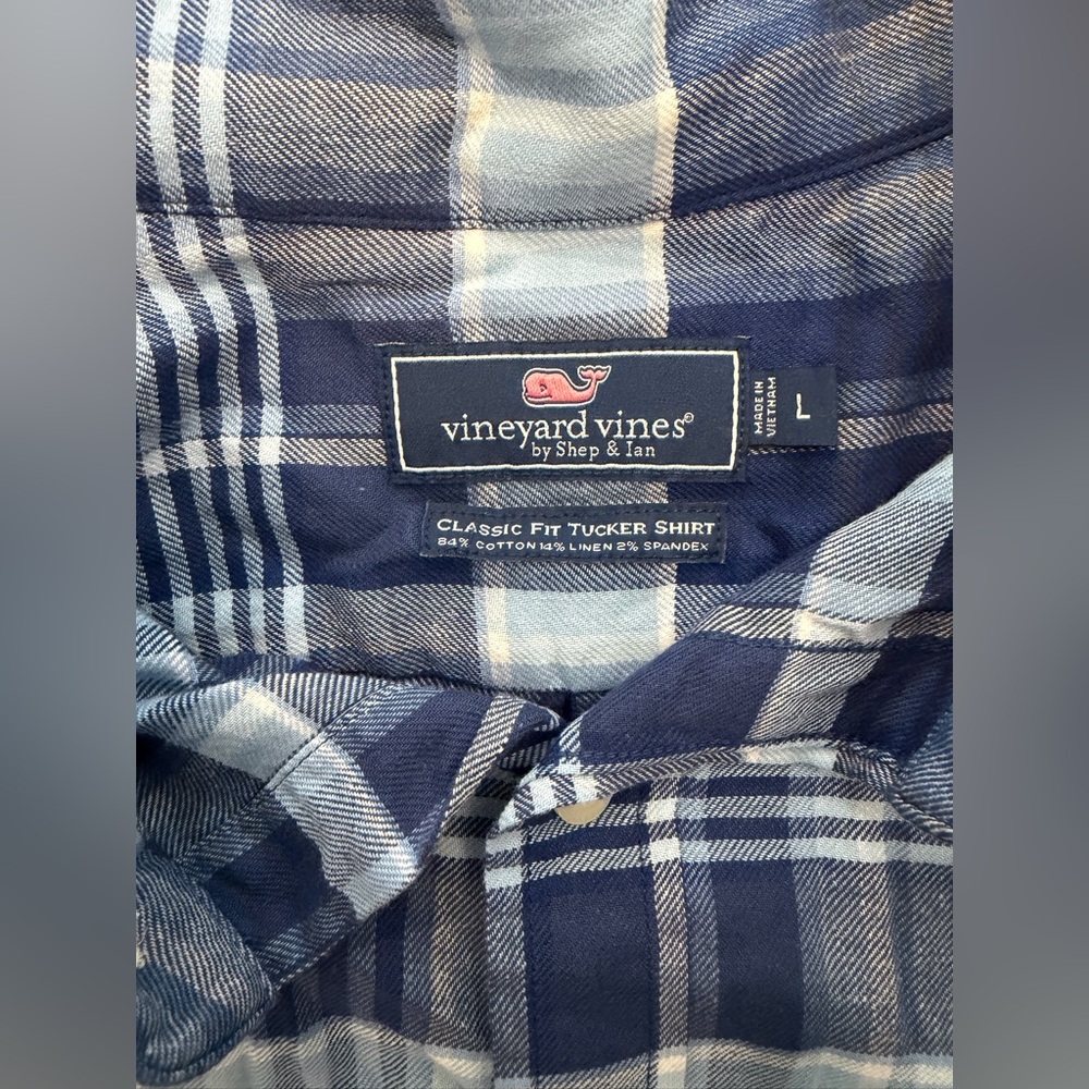 Vineyard Vines Tucker Classic Fit Plaid Short Sleeve Button-Down Shirt Sz L - Picture 5 of 6